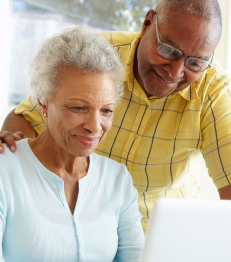 Online care recieved by a couple accessing telehealth services with their computer